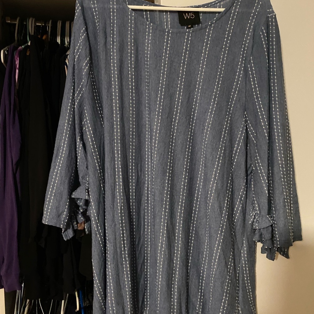 Blue and white dotted blouse